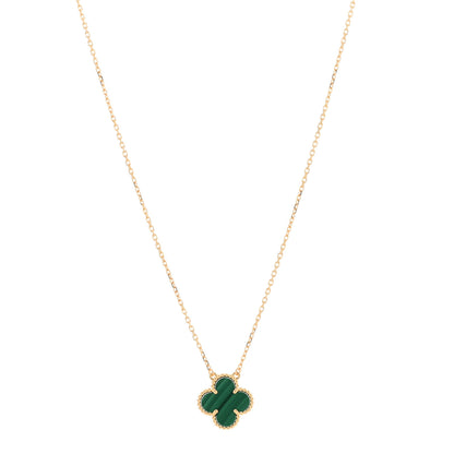 Van Cleef & Arpels 18K Yellow Gold Malachite Vintage Alhambra Pendant Necklace 1 of 4