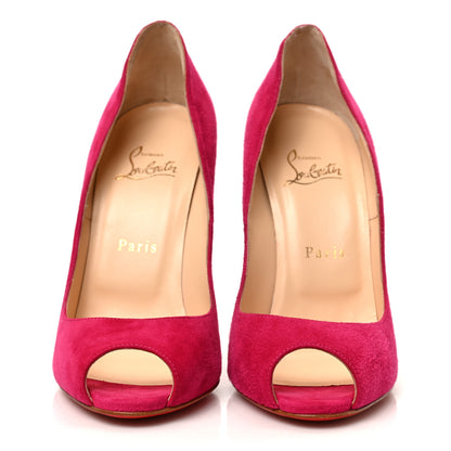 Christian Louboutin Suede Hyper Prive Peep Toe Pumps 38 Pink 2 of 7