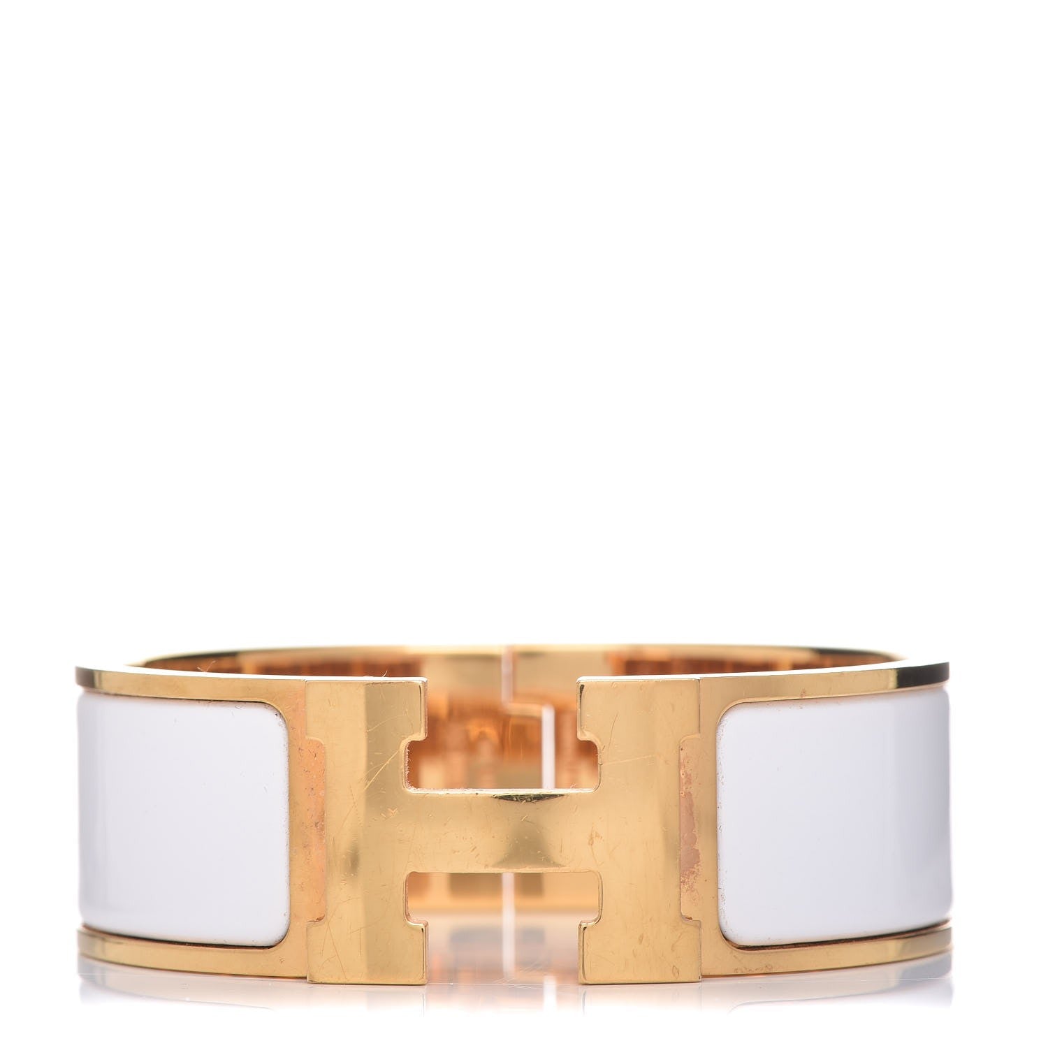 Hermes Enamel Wide Clic Clac H Bracelet PM White 1 of 6