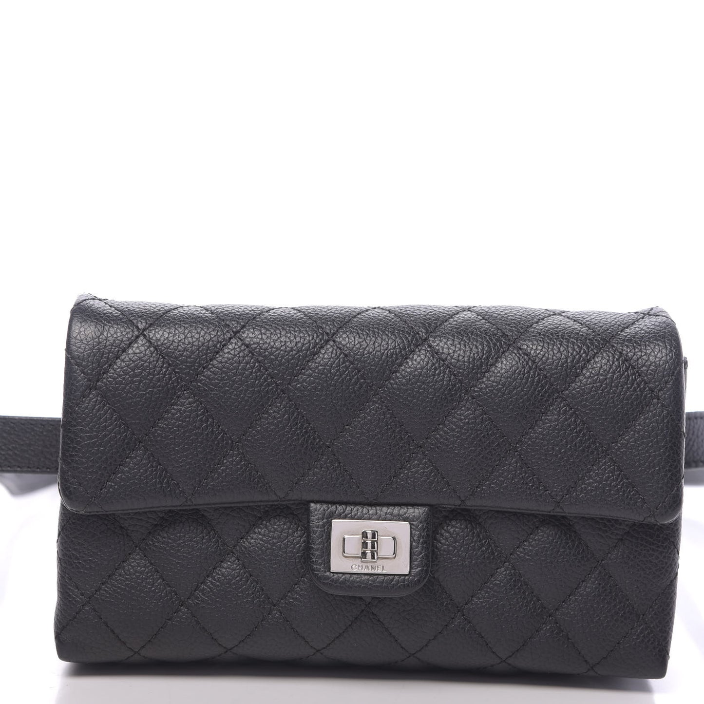 Grained Calfskin Quilted 2.55 Reissue Flap Belt Bag Clutch Black