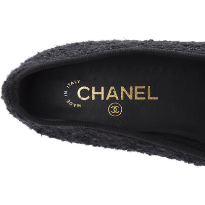 Chanel Tweed Patent Calfskin Cap Toe Ballerina Flats 41 Black 7 of 10