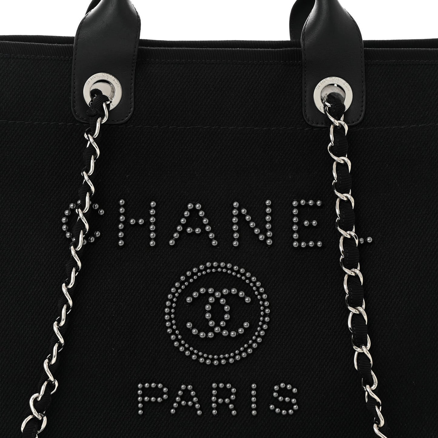 Canvas Pearl Medium Deauville Tote Black