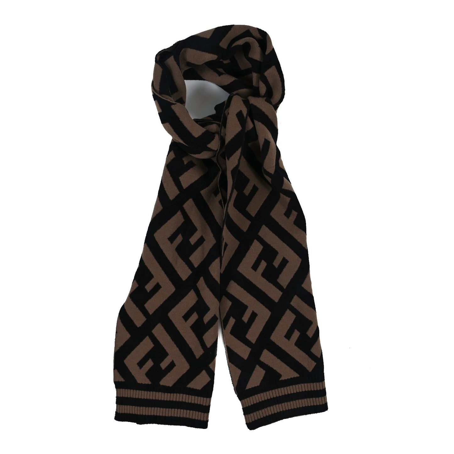Wool FF Print Shawl Brown
