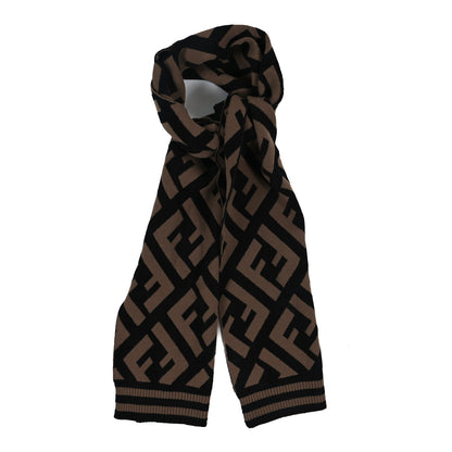 Fendi Wool FF Print Shawl Brown 1 of 3