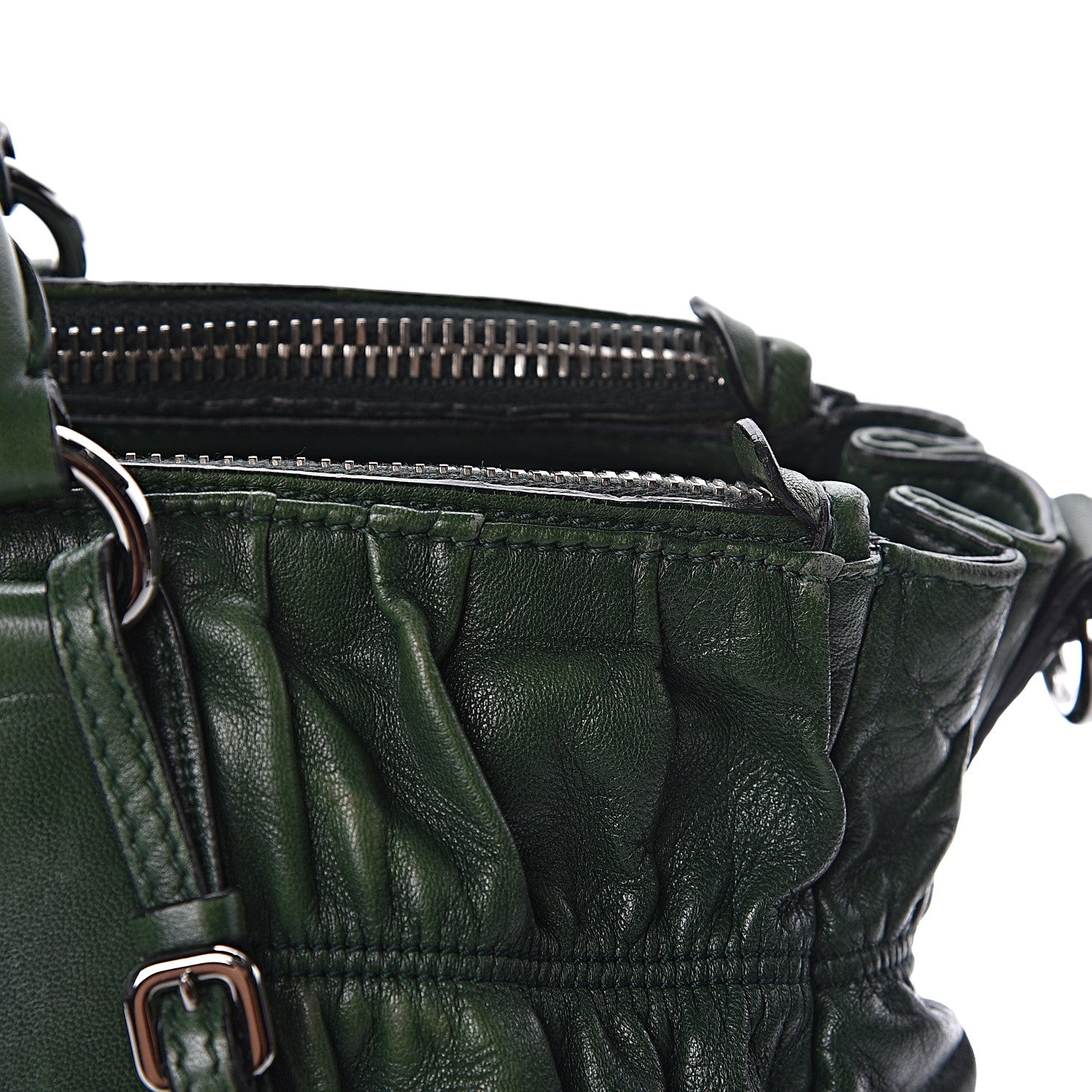 Prada Nappa Gaufre Double Zip Tote Green 12 of 22