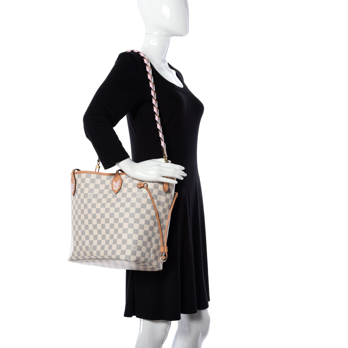 Damier Azur Braided Neverfull MM Pink