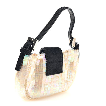Fendi Sequin Paillettes Pony Hair Mini Half Moon Baguette Multicolor 3 of 9