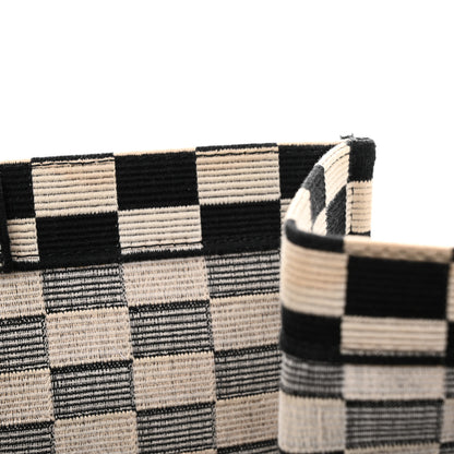 Christian Dior Canvas Embroidered Checkered Book Tote Black White 21 of 21