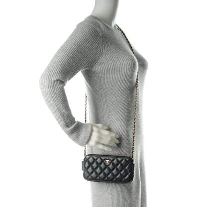 Chanel Lambskin Quilted Small Clutch With Chain Black 2 of 9