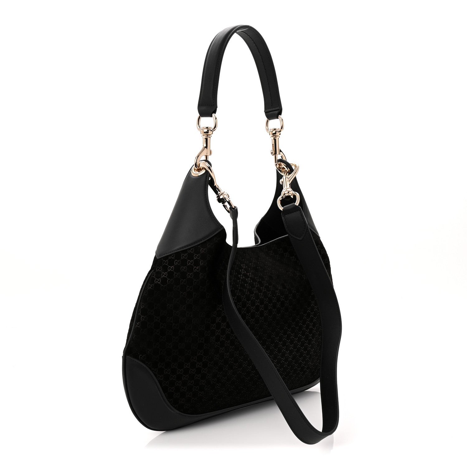 Gucci Suede Micro GG Calfskin B Medium Shoulder Bag  Arabella Black 3 of 10