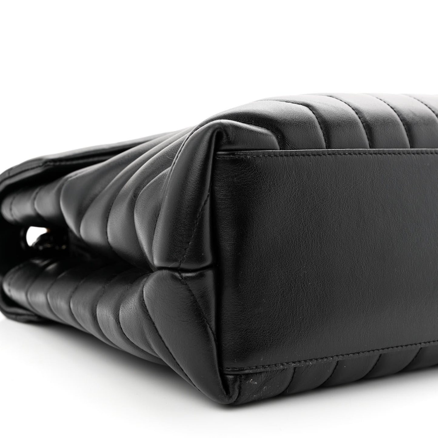 Calfskin Y Quilted Monogram Monochrome Medium Loulou Chain Satchel Black