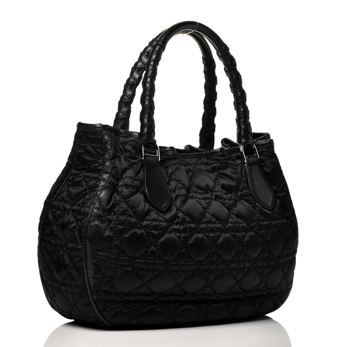 Nylon Cannage Shopper Tote Black