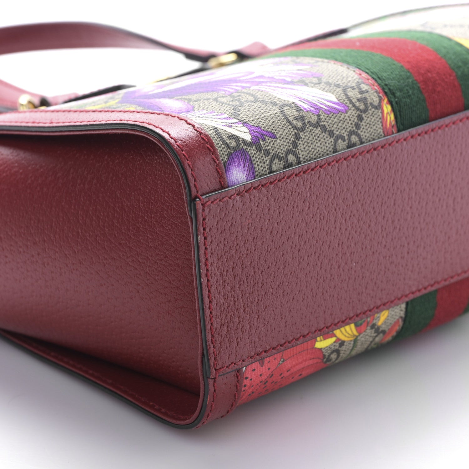 Gucci GG Supreme Monogram Flora Web Small Ophidia Tote Bag Red 8 of 9