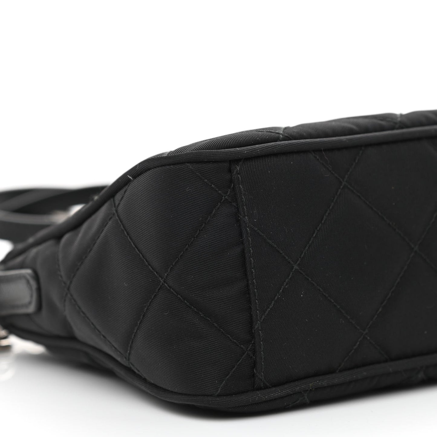 Nylon Tessuto Impuntu Quilted Crossbody Bag Black