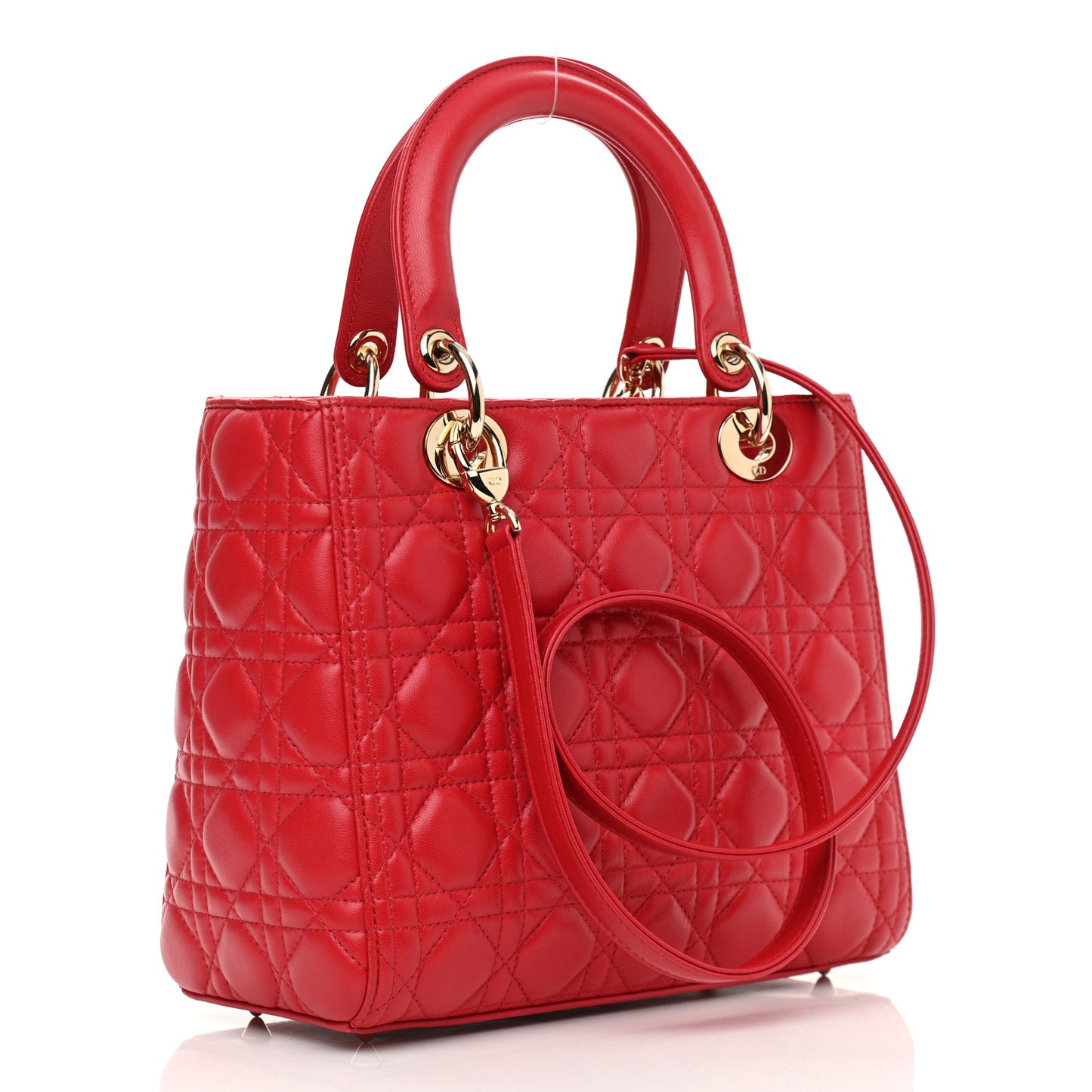 Lambskin Cannage Medium Lady Dior Red