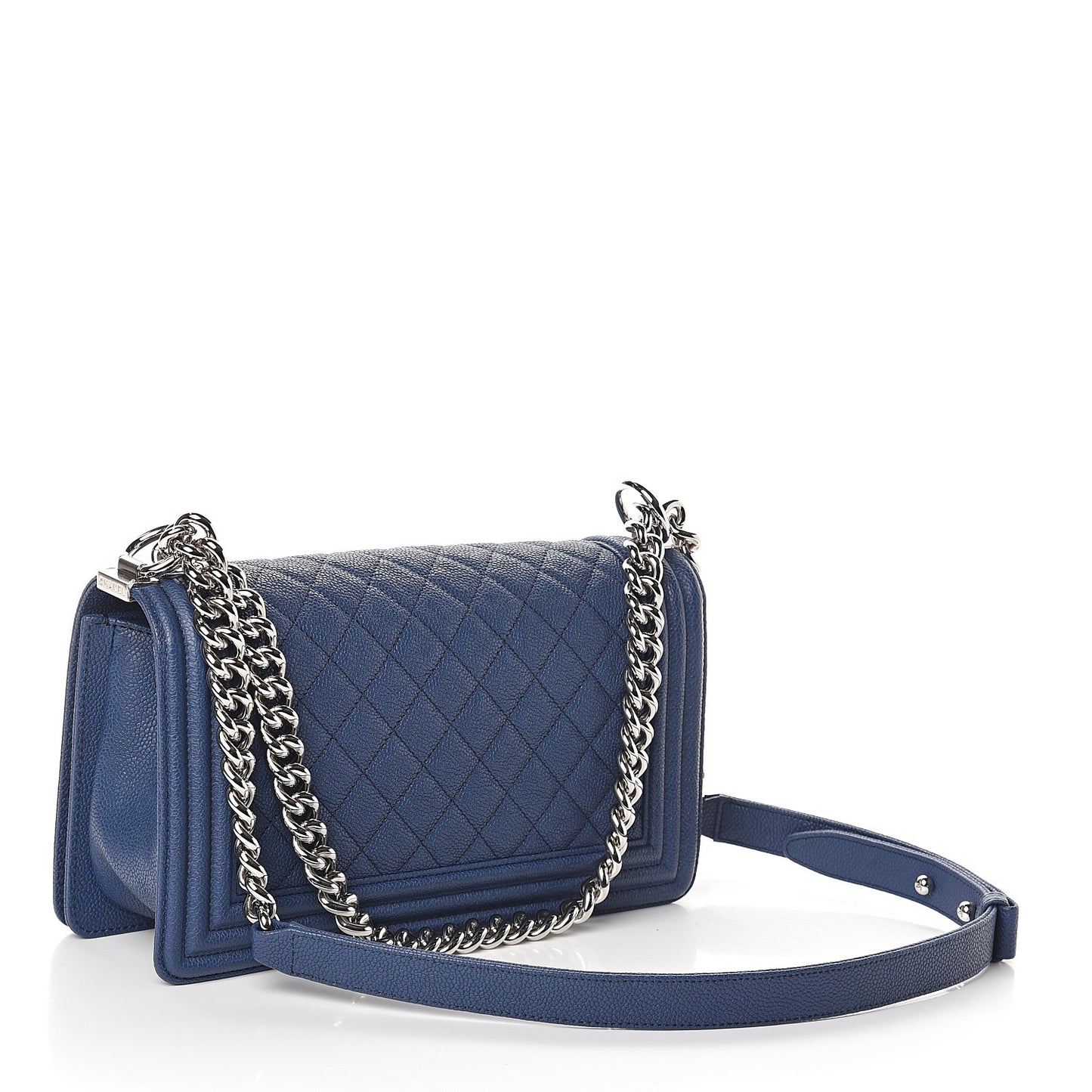 Caviar Quilted Medium Boy Flap Dark Blue