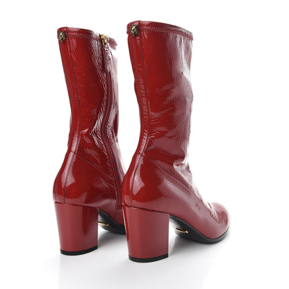 Gucci Patent Calfskin Stretch Boots 38.5 Hibiscus Red 4 of 10