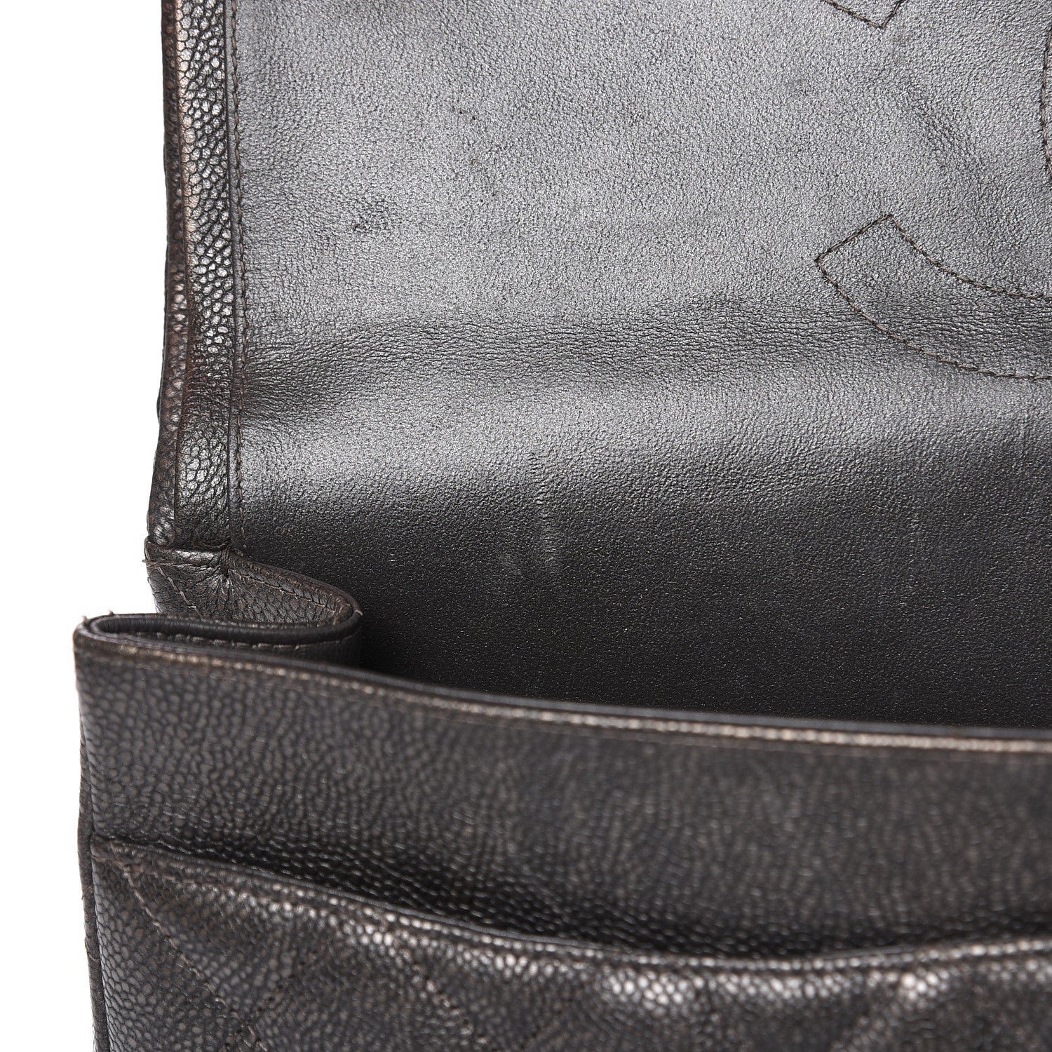 Chanel Metallic Caviar Quilted Maxi Double Flap Charcoal 15 of 17