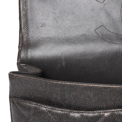 Chanel Metallic Caviar Quilted Maxi Double Flap Charcoal 15 of 17