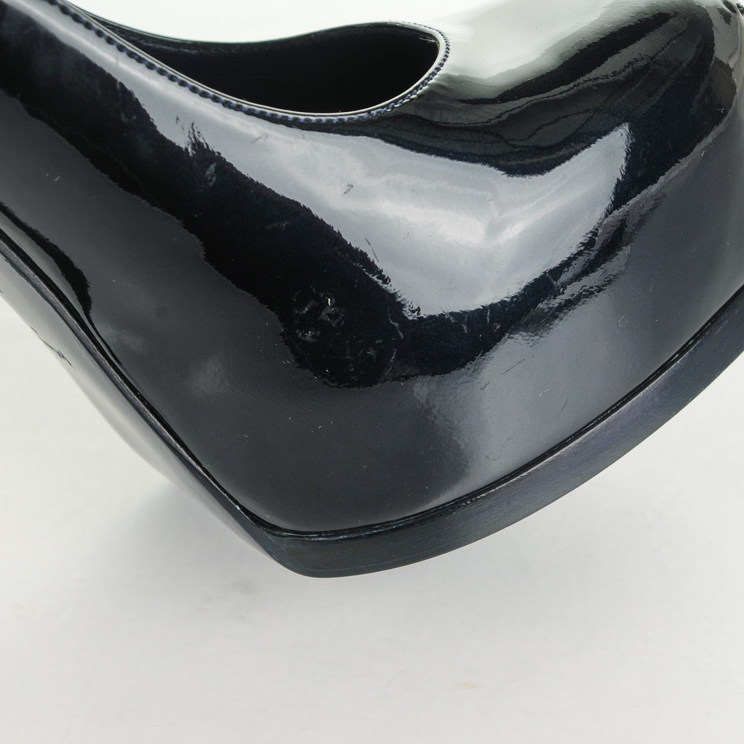 Saint Laurent Patent Tribtoo 105 Platform Pumps 40 Dark Blue 5 of 8