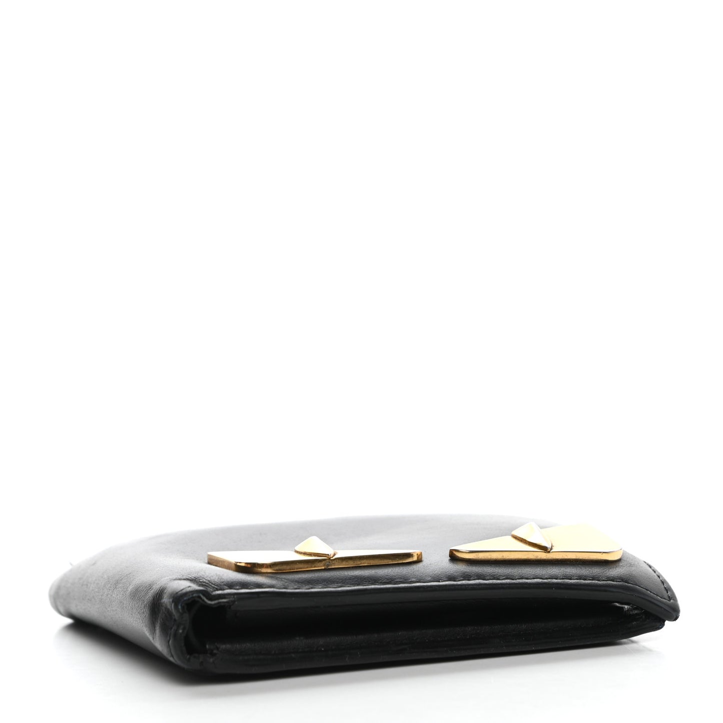 Vitello Century Metal Monster Eyes Bi-Fold Wallet Black