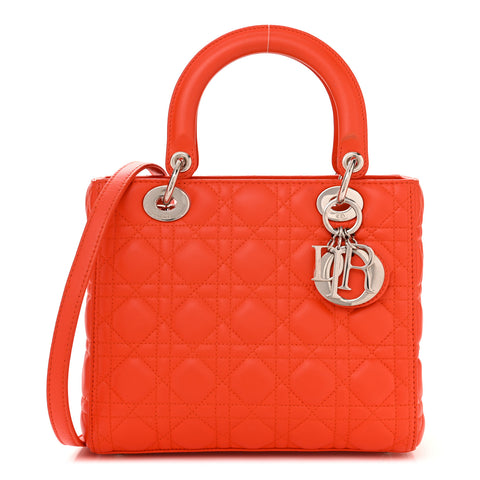 Lambskin Cannage Medium Lady Dior Orange