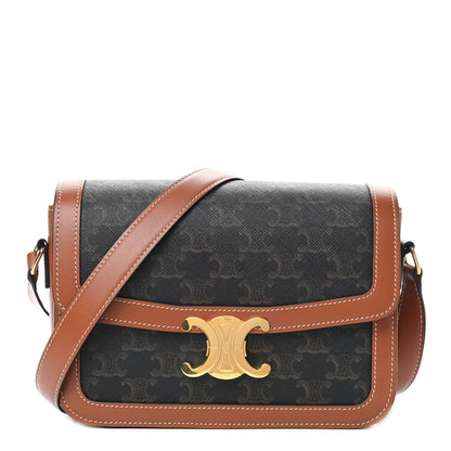 Celine Triomphe Canvas Calfskin Medium Triomphe Bag Tan 1 of 10
