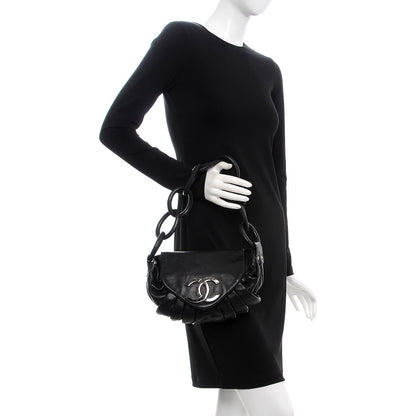 Chanel Lambskin Pleated CC Shoulder Bag Black 2 of 12