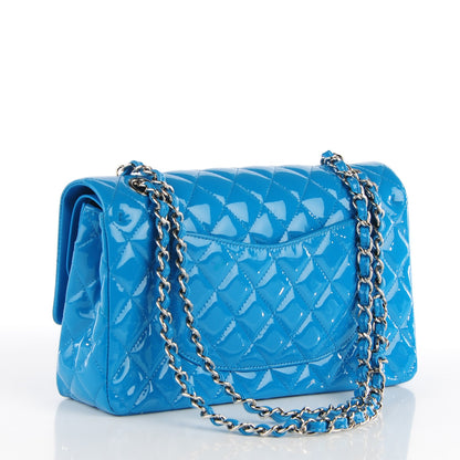 Chanel Patent Calfskin Quilted Medium Double Flap Turquoise 3 of 8