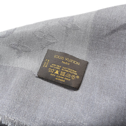 Louis Vuitton Silk Lurex Wool Monogram Shine Shawl Charcoal Grey 6 of 6