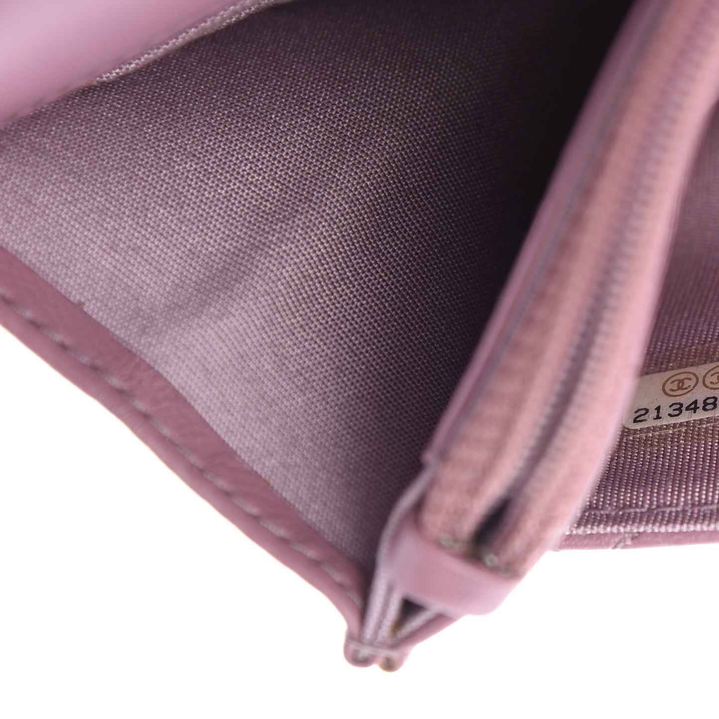 Lambskin Quilted Wallet On Chain WOC Light Purple