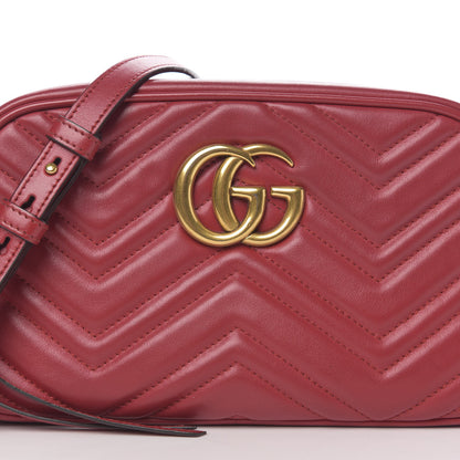 Gucci Calfskin Matelasse Small GG Marmont Chain Shoulder Bag Hibiscus Red 9 of 9