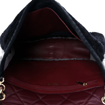 Chanel Shearling Sheepskin Quilted Tri-Color Flap Burgundy Black Grey 5 of 13