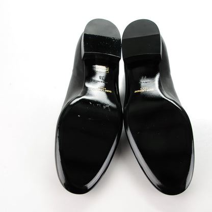 Saint Laurent Smooth Calfskin Smoking Slipper Flat Loafers 38 Black 5 of 9