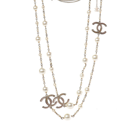 Chanel Pearl Enamel CC Long Necklace Gold 1 of 7