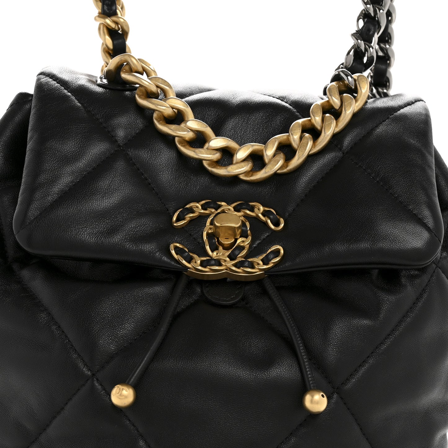 Lambskin Quilted Chanel 19 Backpack Black