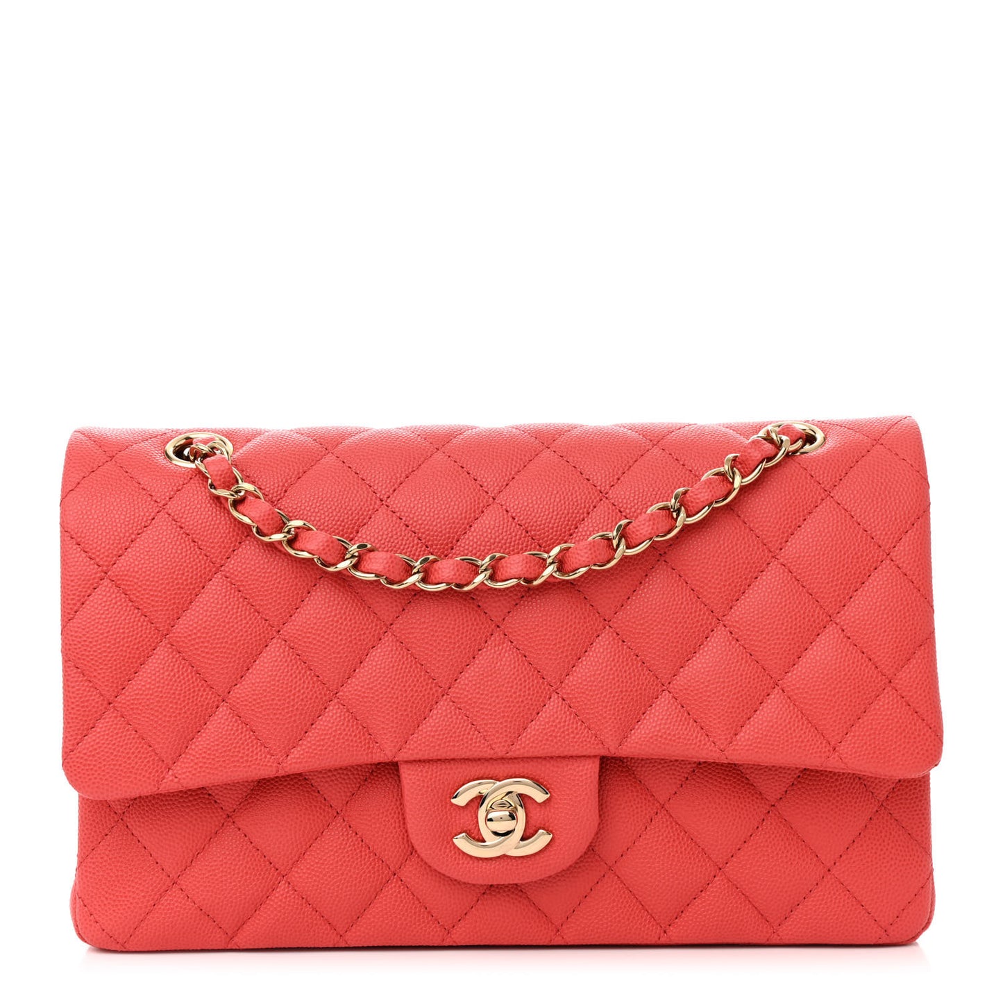 Caviar Quilted Medium Double Flap Dark Pink