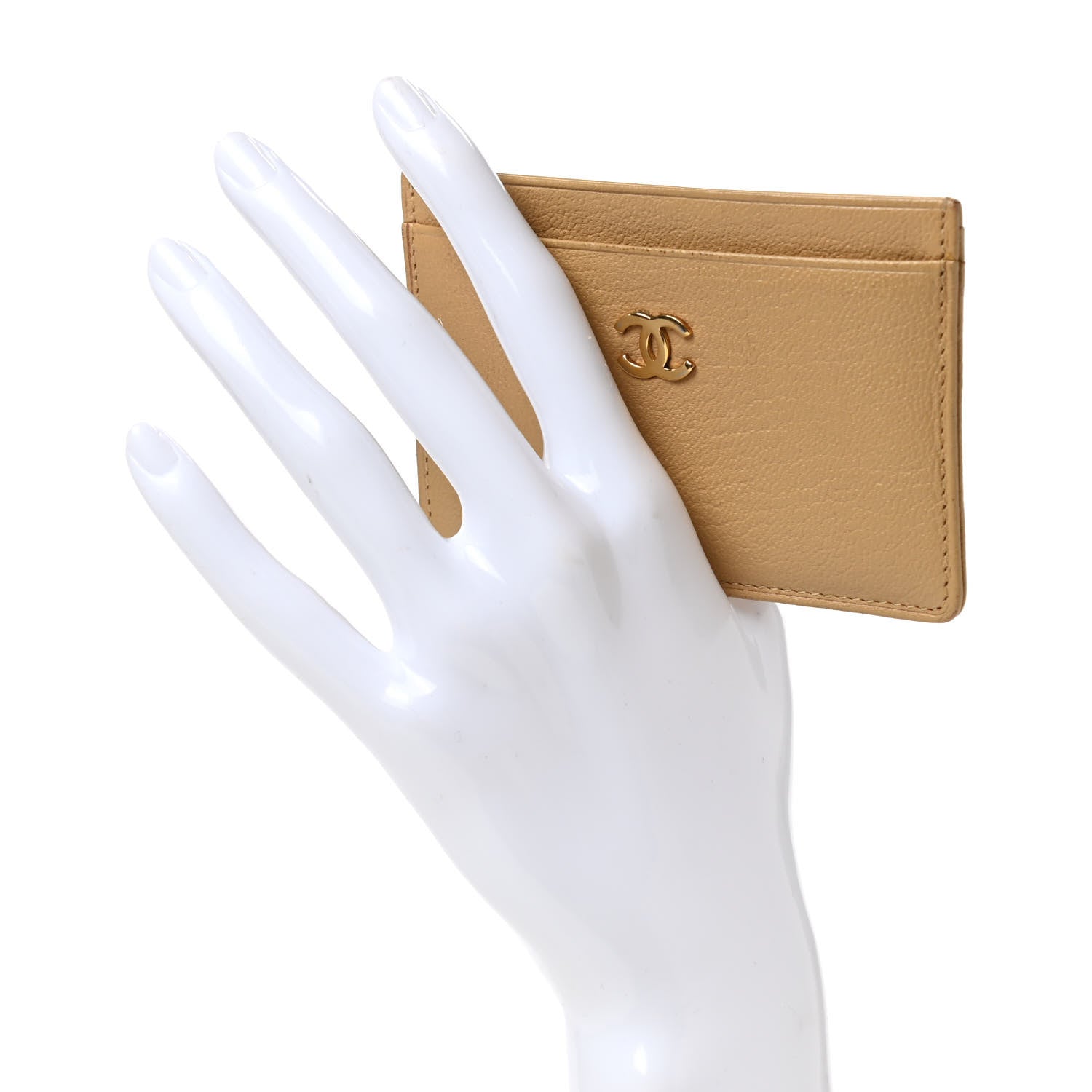 Chanel Goatskin CC Card Holder Beige 2 of 7
