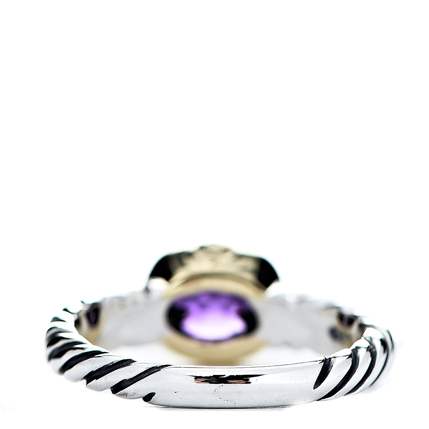 David Yurman Sterling Silver 18K Yellow Gold Amethyst 8mm Noblesse Ring 54 6.75 3 of 5