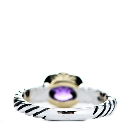 David Yurman Sterling Silver 18K Yellow Gold Amethyst 8mm Noblesse Ring 54 6.75 3 of 5