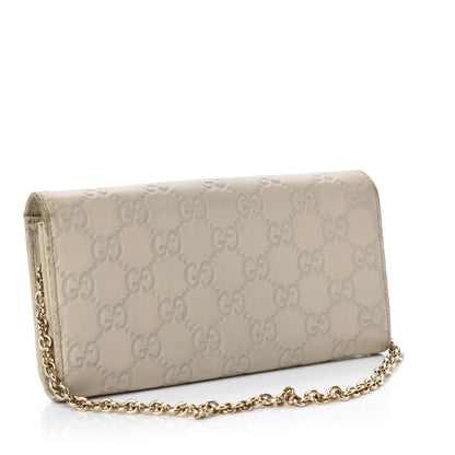 Gucci Guccissima Margaux Calfskin Metal Bar Chain Wallet Off White 3 of 16