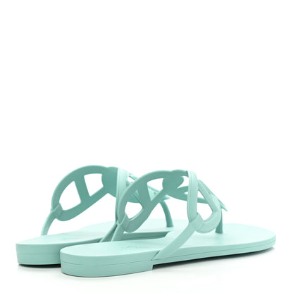 Hermes Rubber Womens Egerie Sandals 39 Vert Embrun 4 of 8