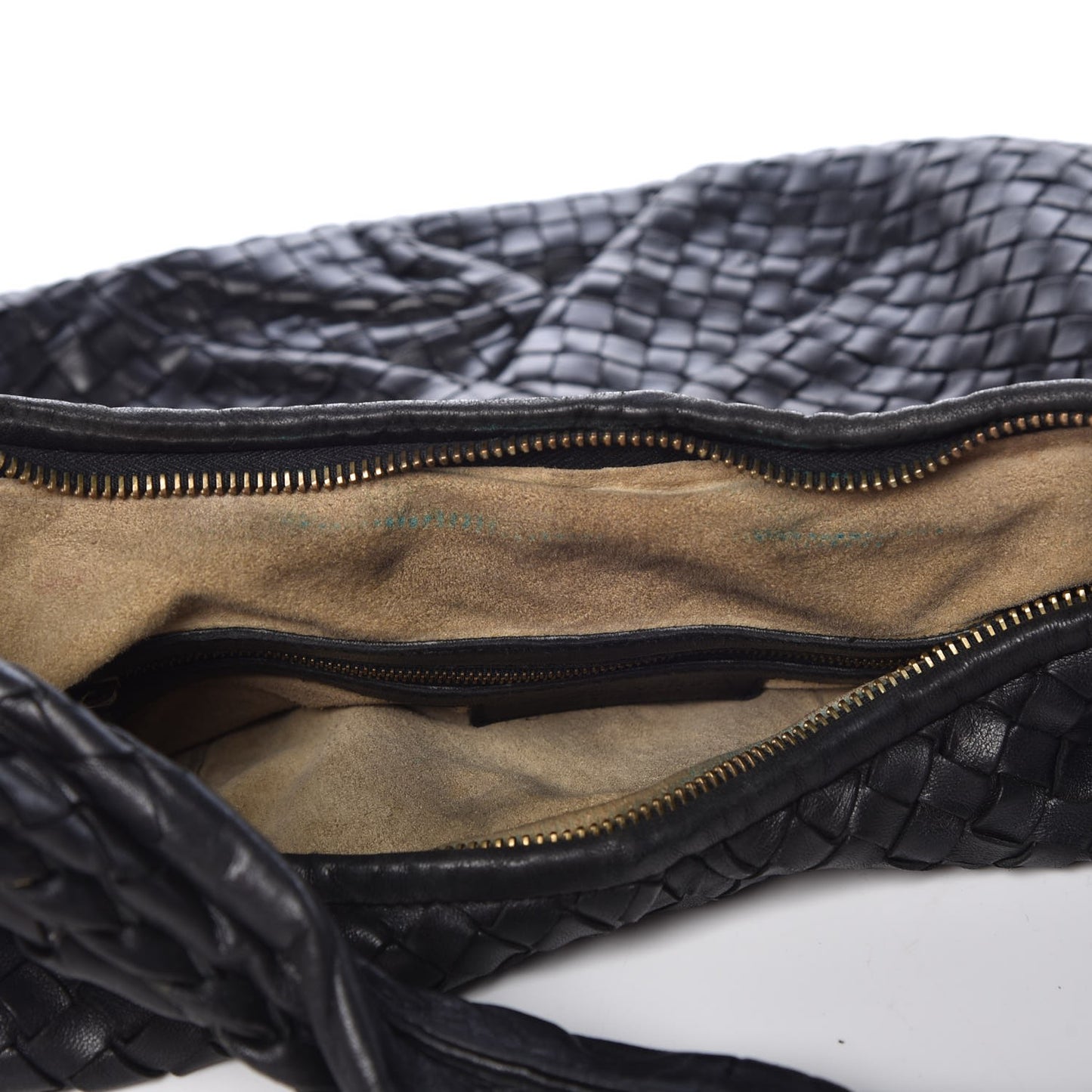 Nappa Intrecciato Pleated Large Veneta Hobo Black