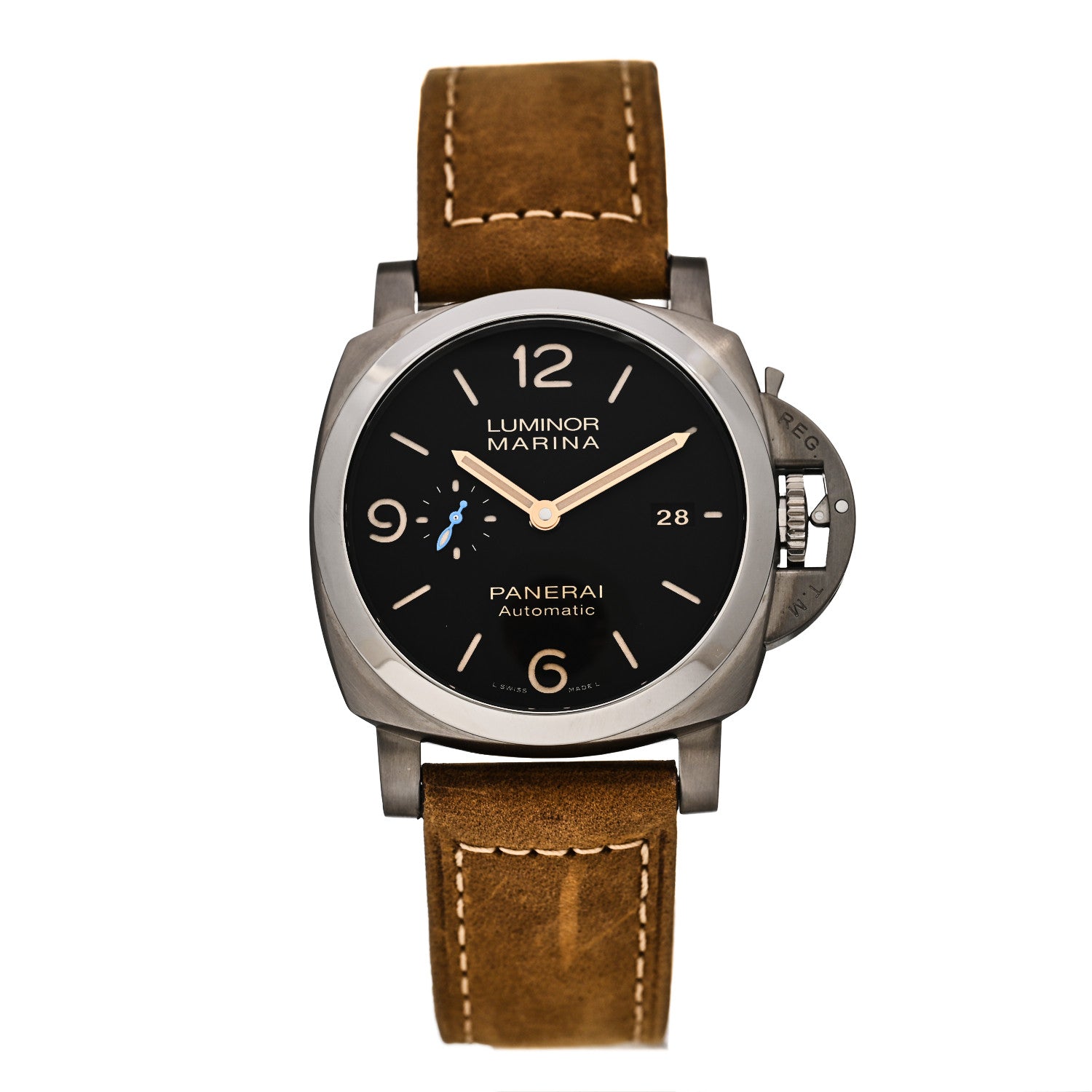 Panerai Titanium Calfskin 44mm Luminor Marina 1950 3 Days Automatic Watch Black PAM01351 1 of 5