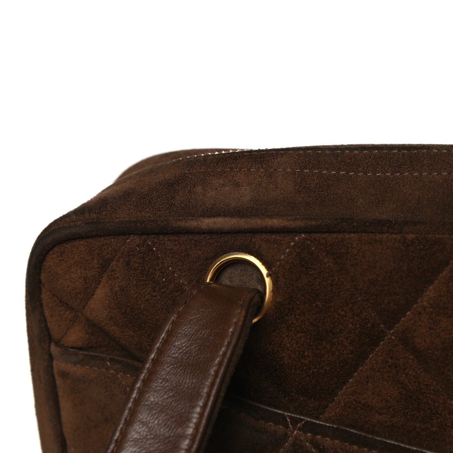 Suede Quilted Shoulder Bag Brown