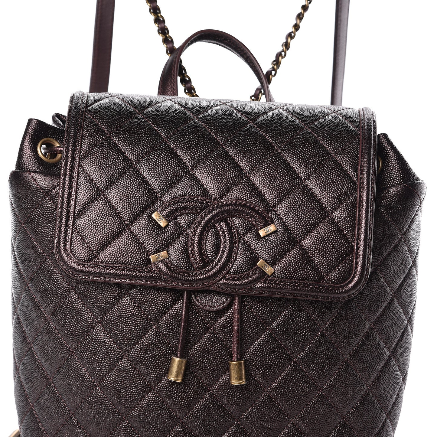 Caviar Quilted Filigree Backpack Burgundy