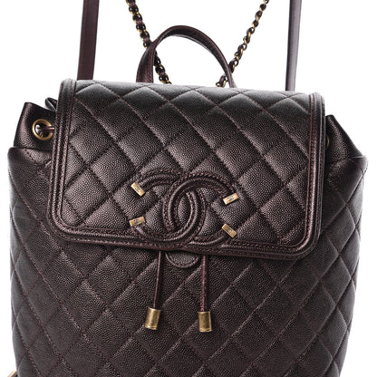 Chanel Caviar Quilted Filigree Backpack Burgundy 8 of 10
