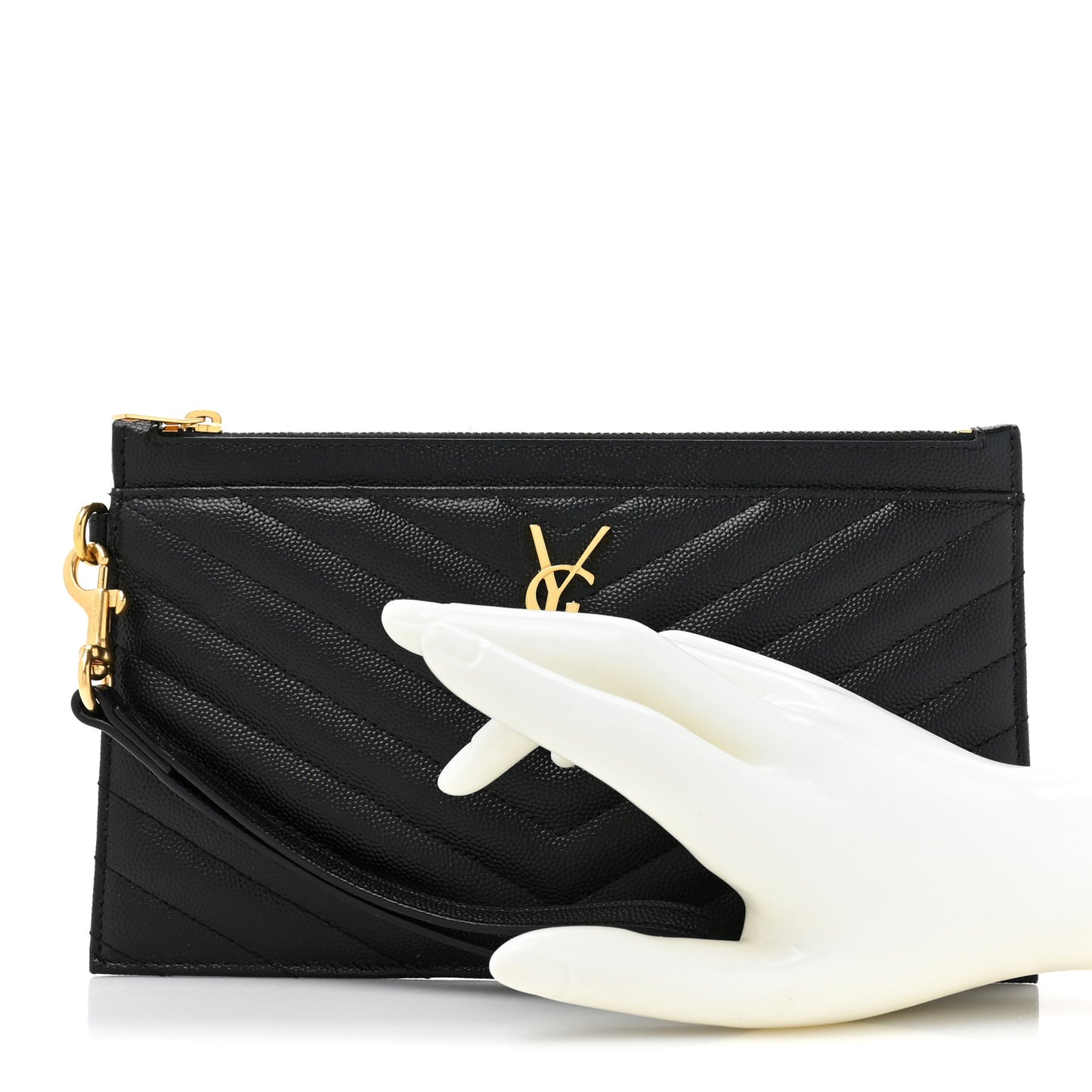 Grain De Poudre Chevron Monogram Large Bill Pouch Black
