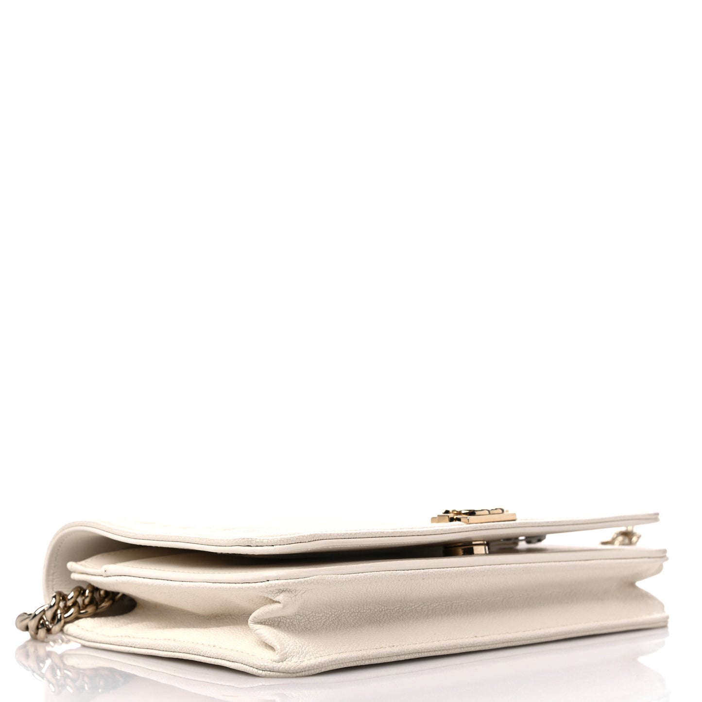 Caviar Chevron Boy Wallet On Chain WOC White