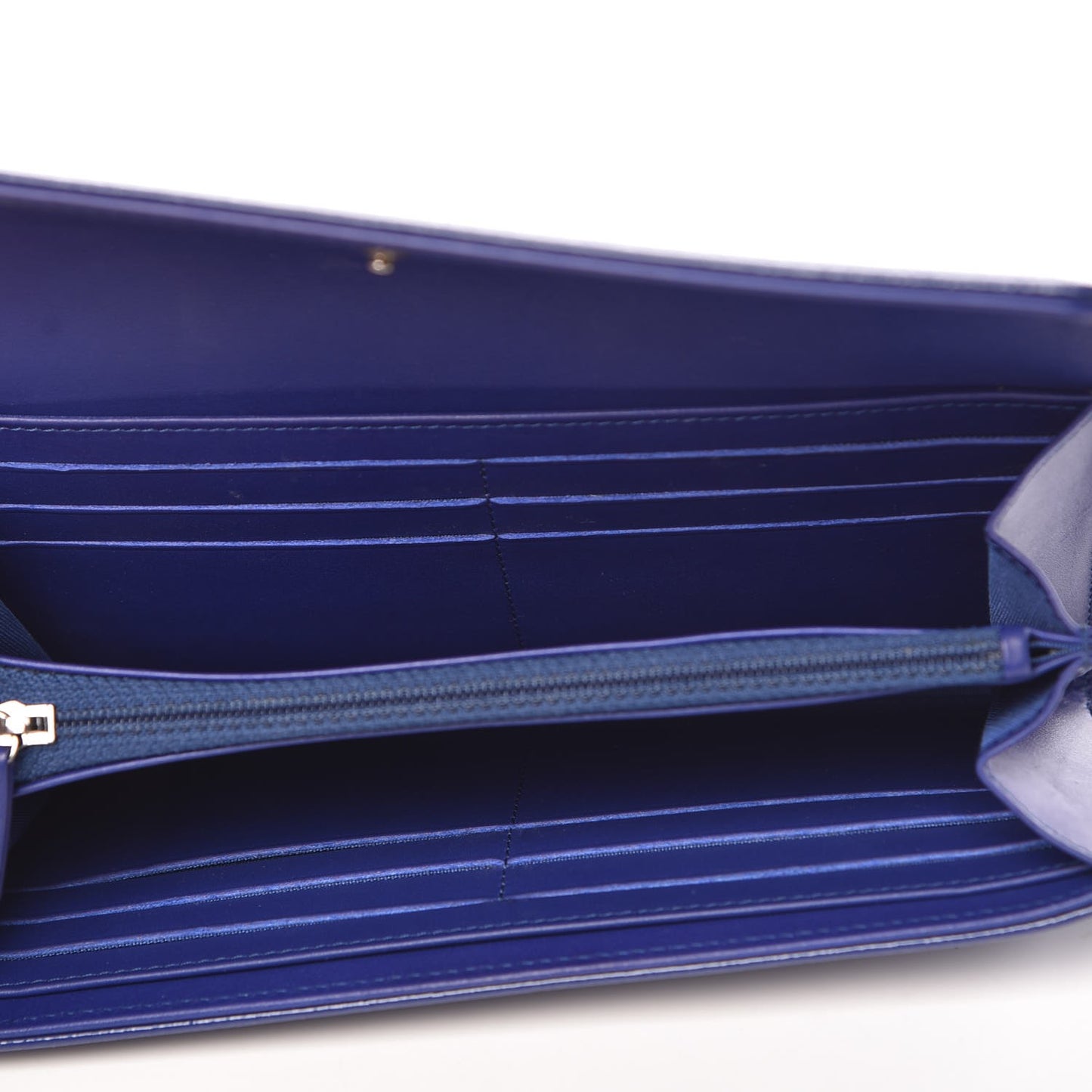 Patent Caviar Timeless CC Large Gusset Flap Wallet Blue